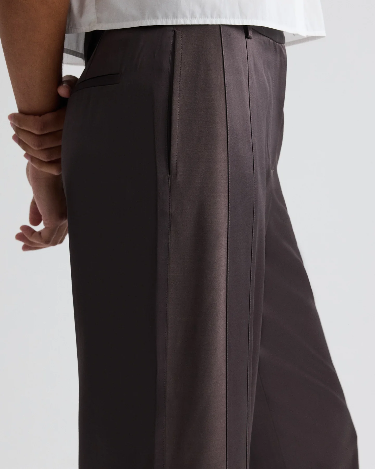 Taite Pant in Shiny Viscose Wool Satin - Image 3