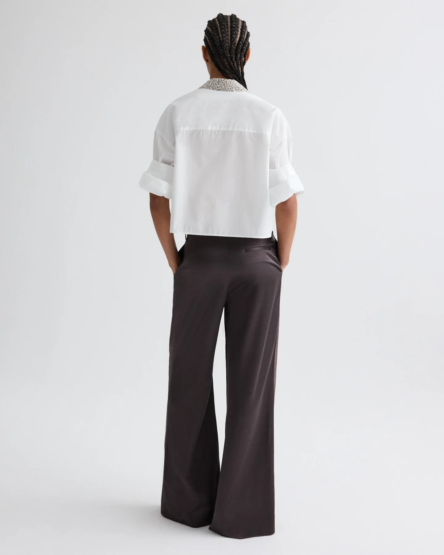 Taite Pant in Shiny Viscose Wool Satin - Image 5