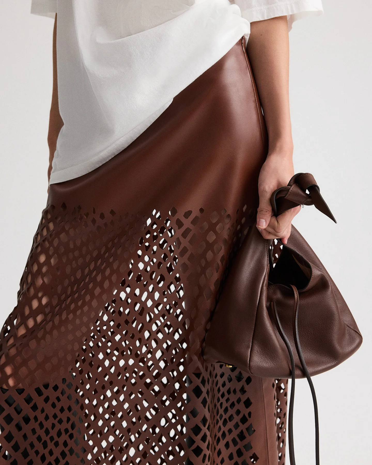 The A-Line Skirt with Laser Cut in Bruins Leather - Image 3