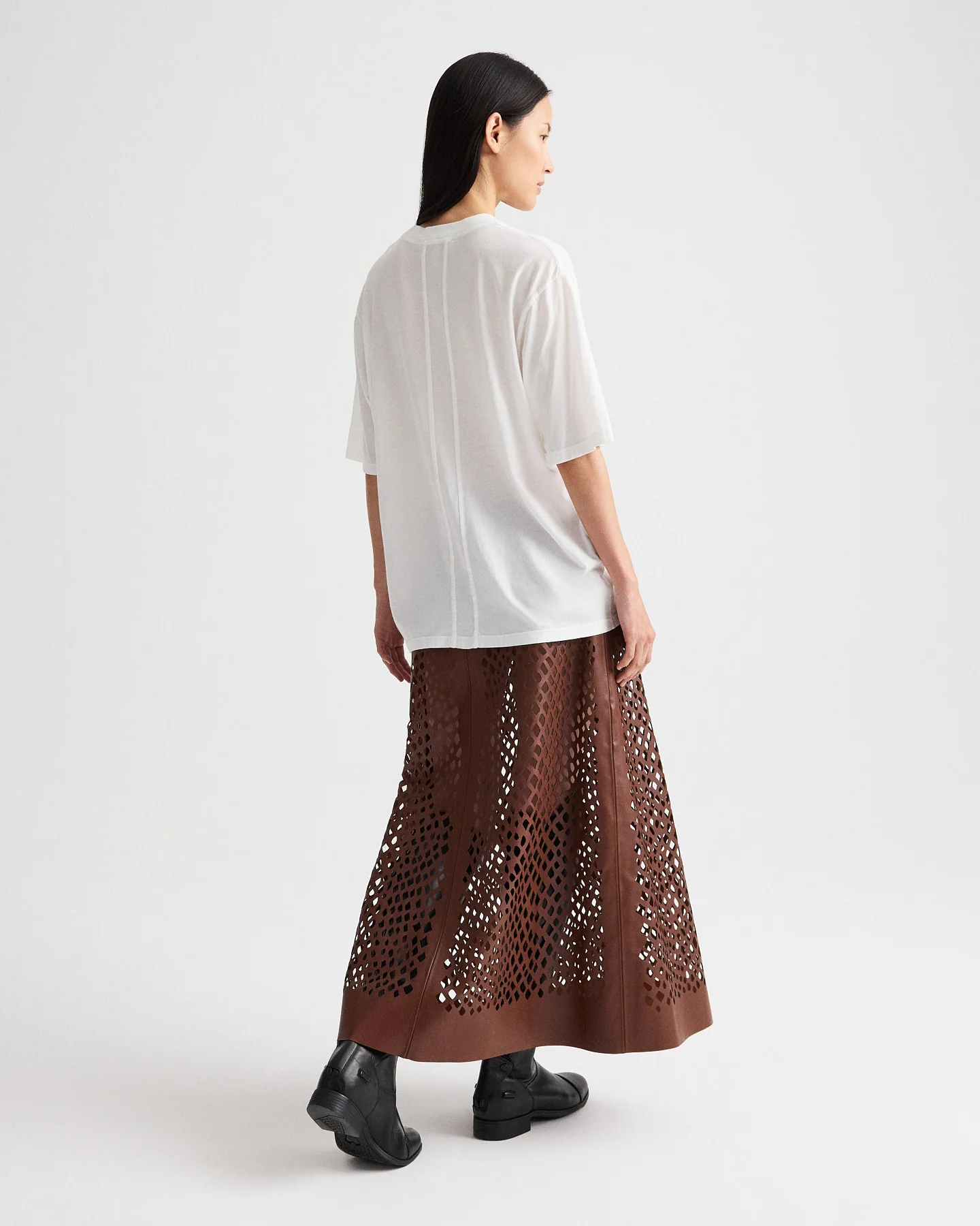 The A-Line Skirt with Laser Cut in Bruins Leather - Image 5