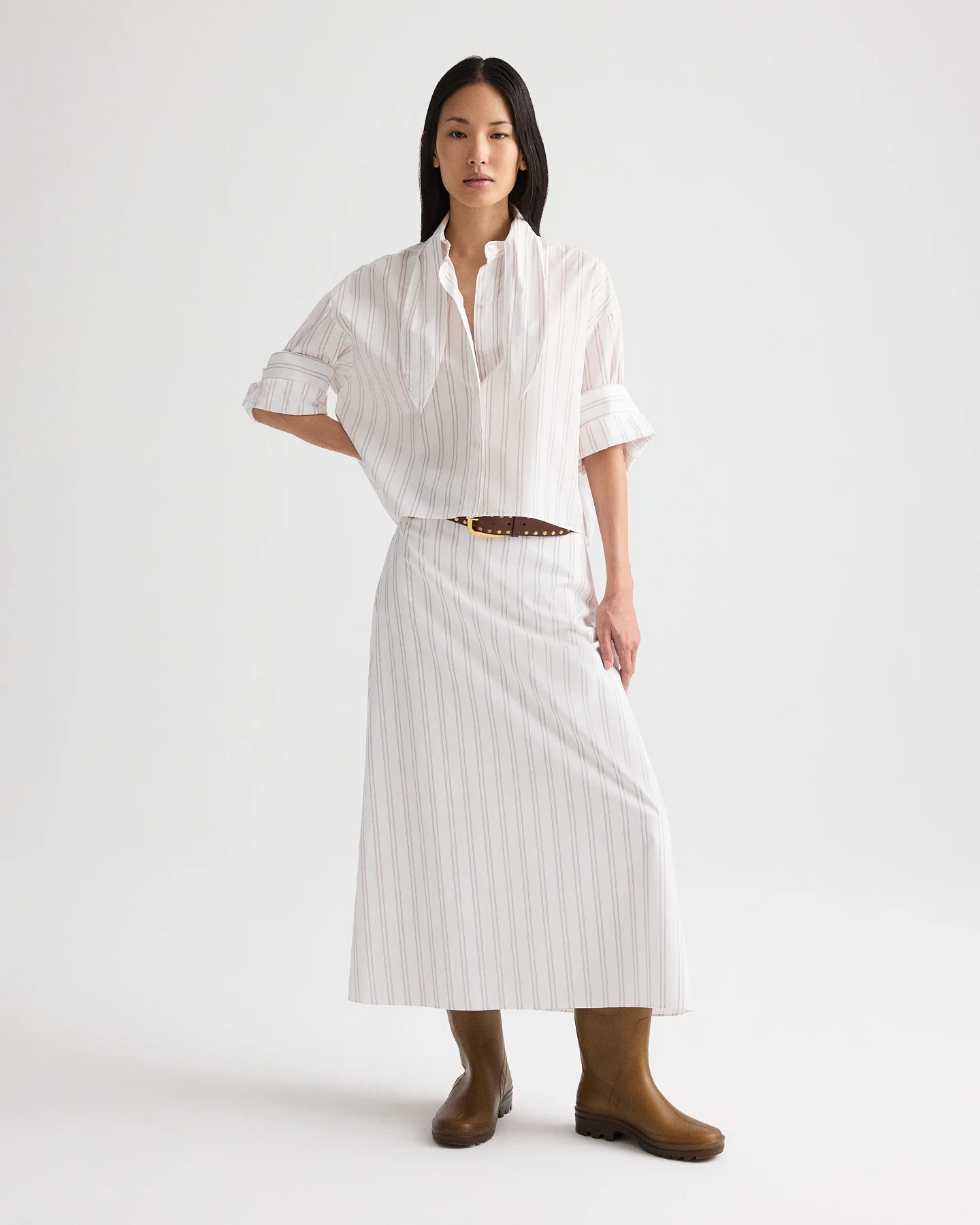 The A-Line Skirt in Drop Needle Double Stripe - Image 3