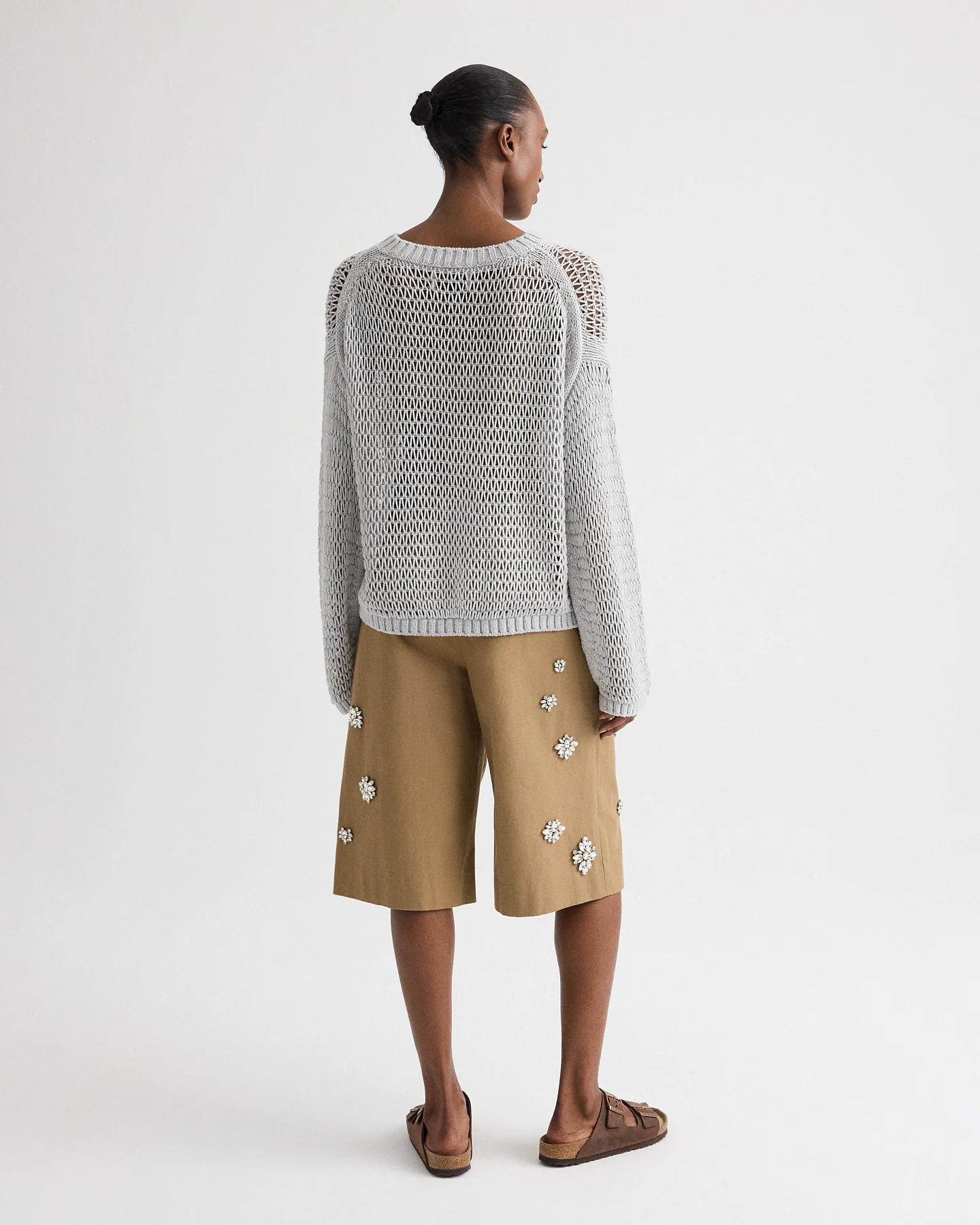 The City Short with Crystals in Water-Repellent Cotton Canvas - Image 4