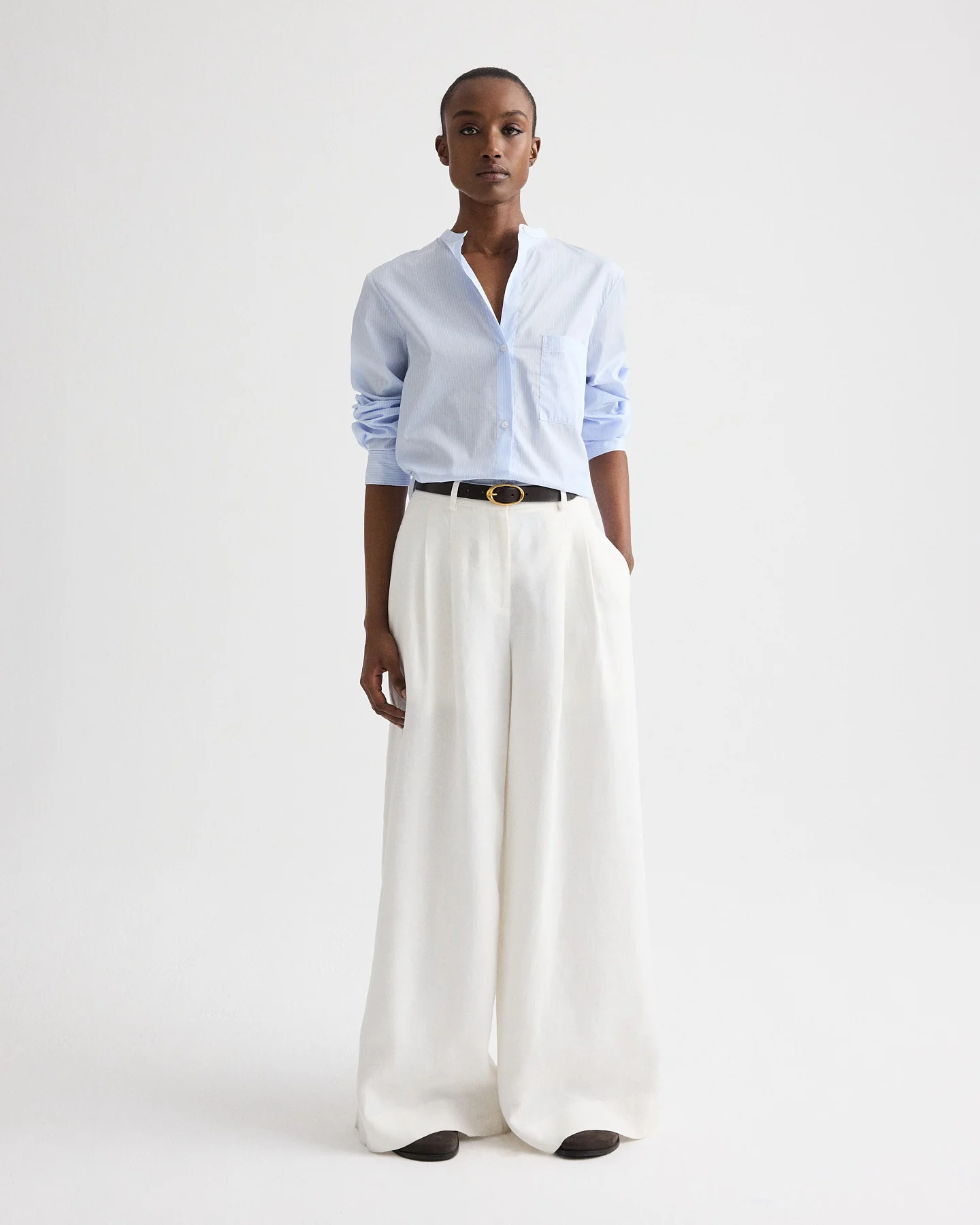 Tied Down Shirt in Stripe Twill Shirting - Image 3