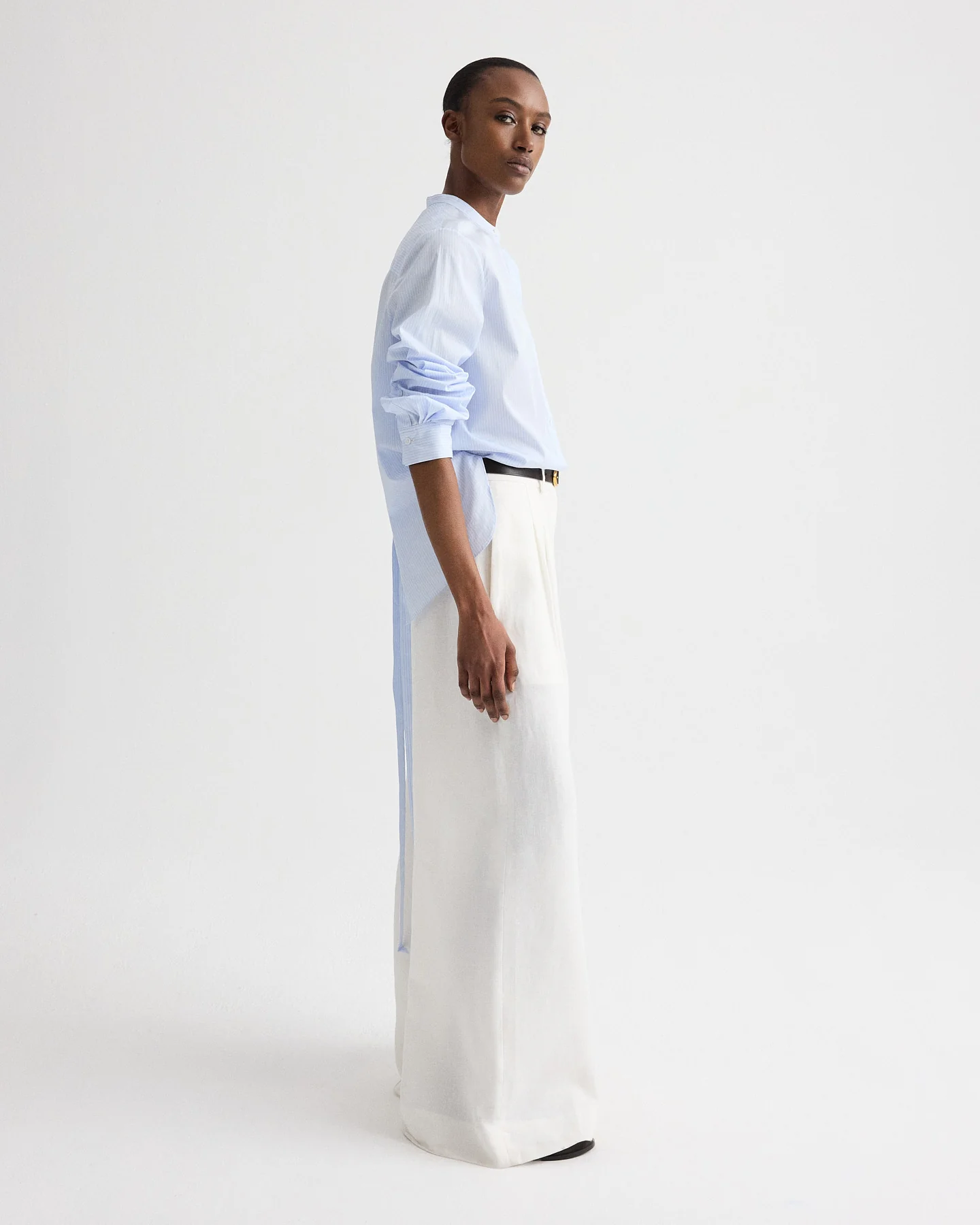 Tied Down Shirt in Stripe Twill Shirting - Image 4
