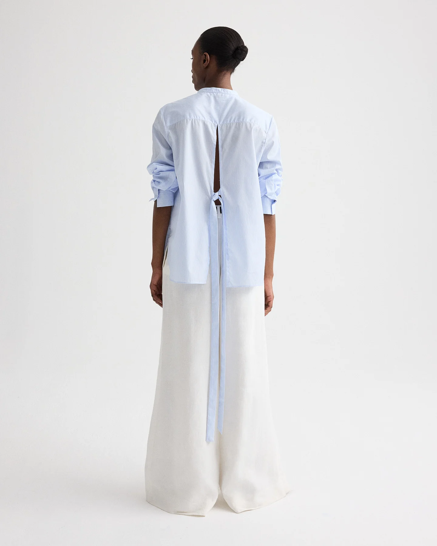 Tied Down Shirt in Stripe Twill Shirting - Image 5