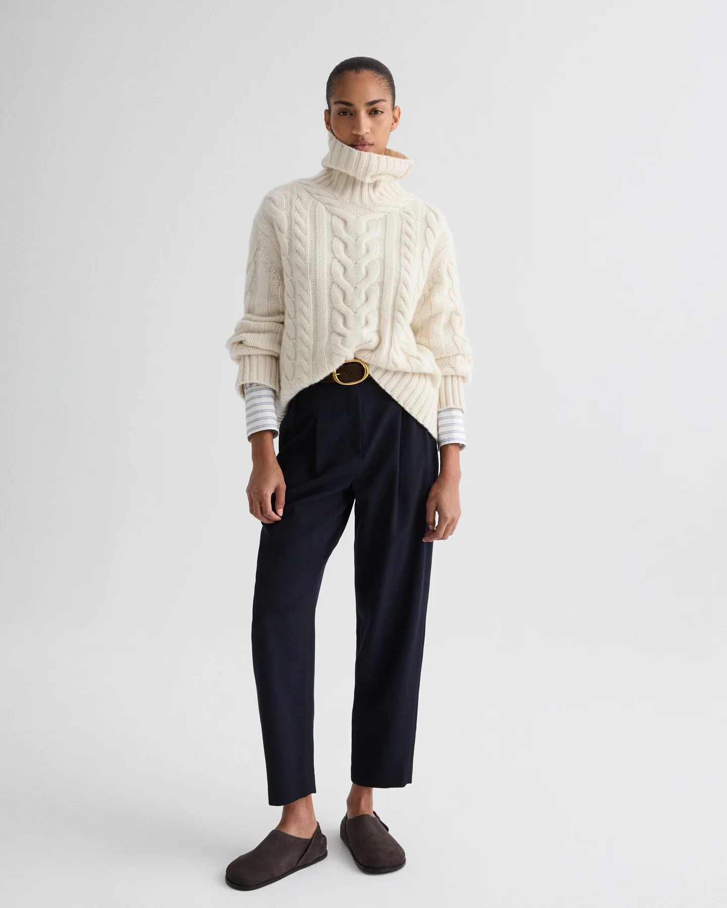 Traveling T Neck Sweater in Italian Cashmere - Image 3