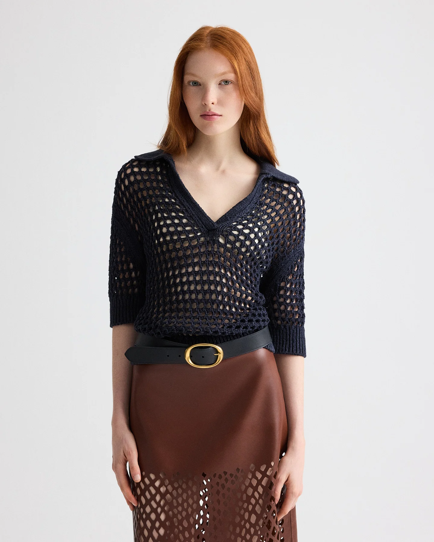 Unspoken Truth Polo Sweater in Linen Silk - Image 2
